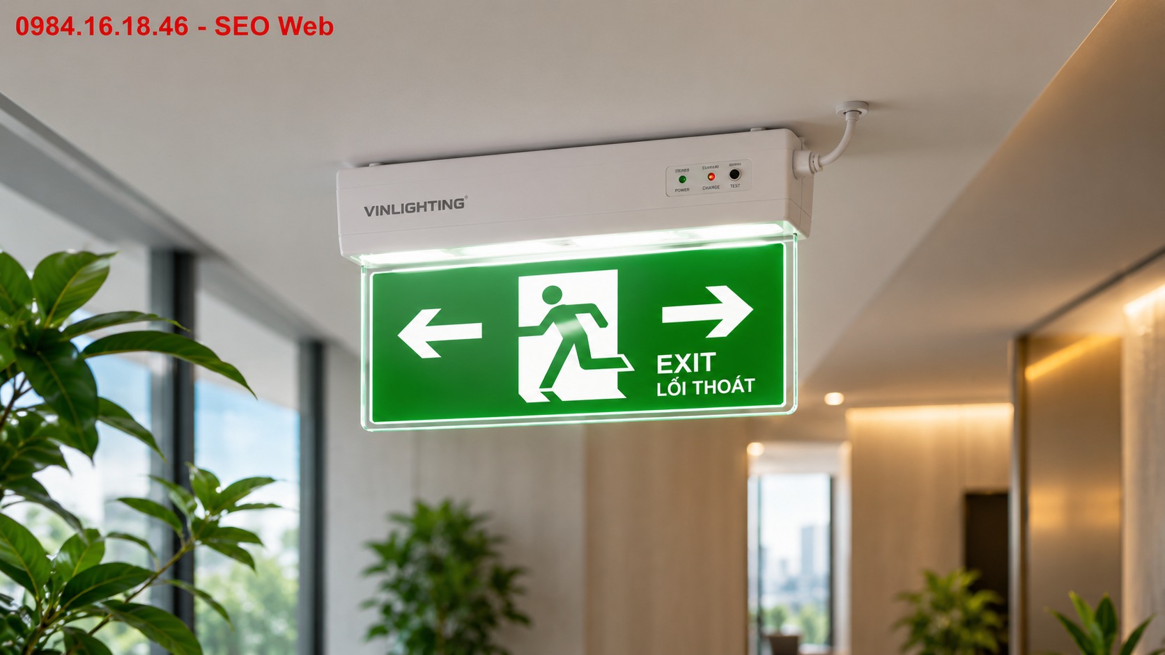 Đèn Exit Vinlighting thiết kế thẩm mỹ, kiểu dáng mỏng gọn phù hợp nội thất hiện đại