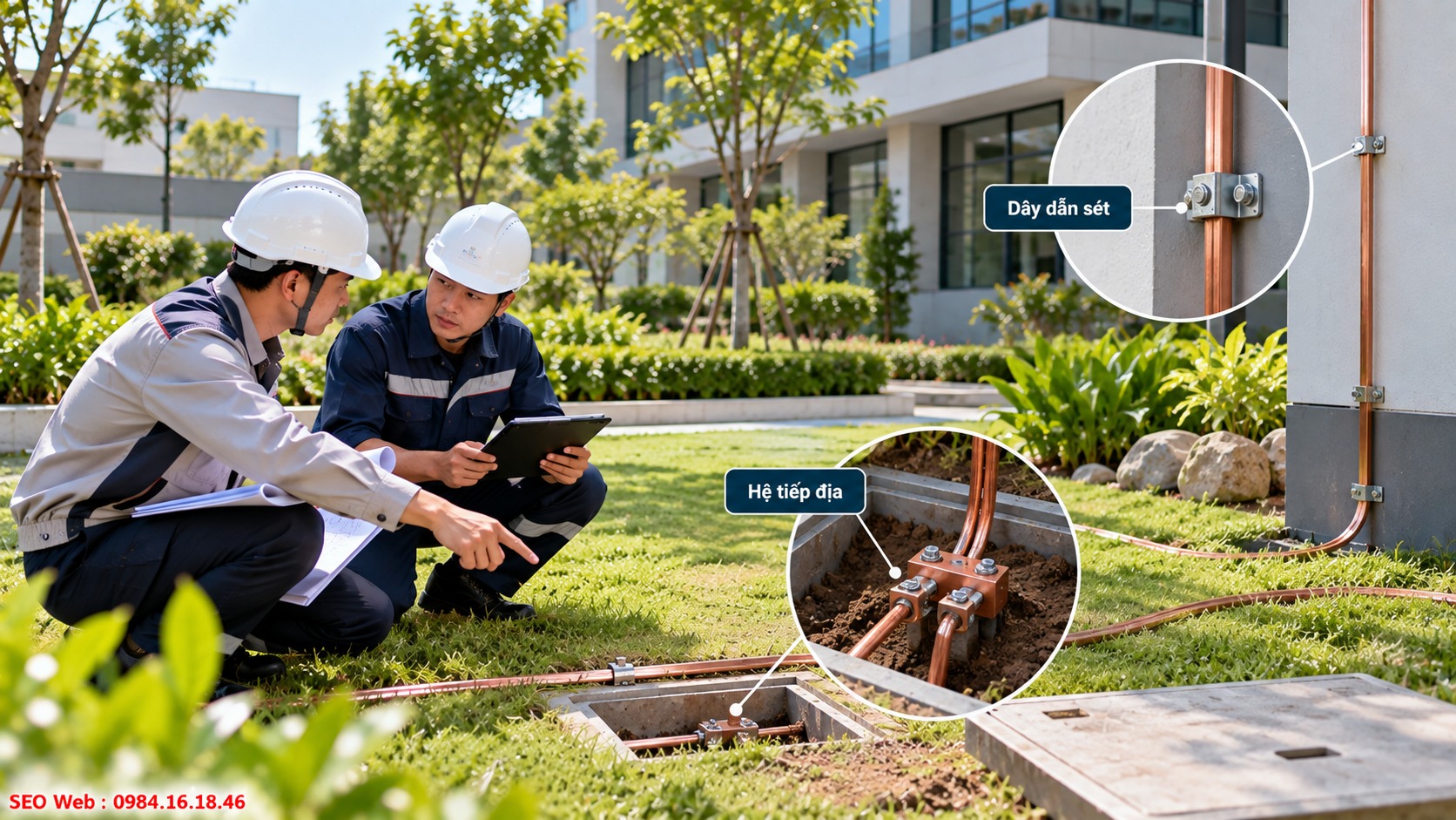 Đồng bộ các thành phần giúp tăng hiệu quả hoạt động hệ thống chống sét Dây dẫn và tiếp địa tốt giúp dòng sét truyền xuống đất an toàn