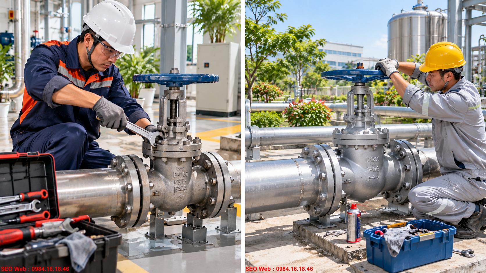 Khắc phục van bị kẹt bằng vệ sinh thân, trục và bộ truyền động