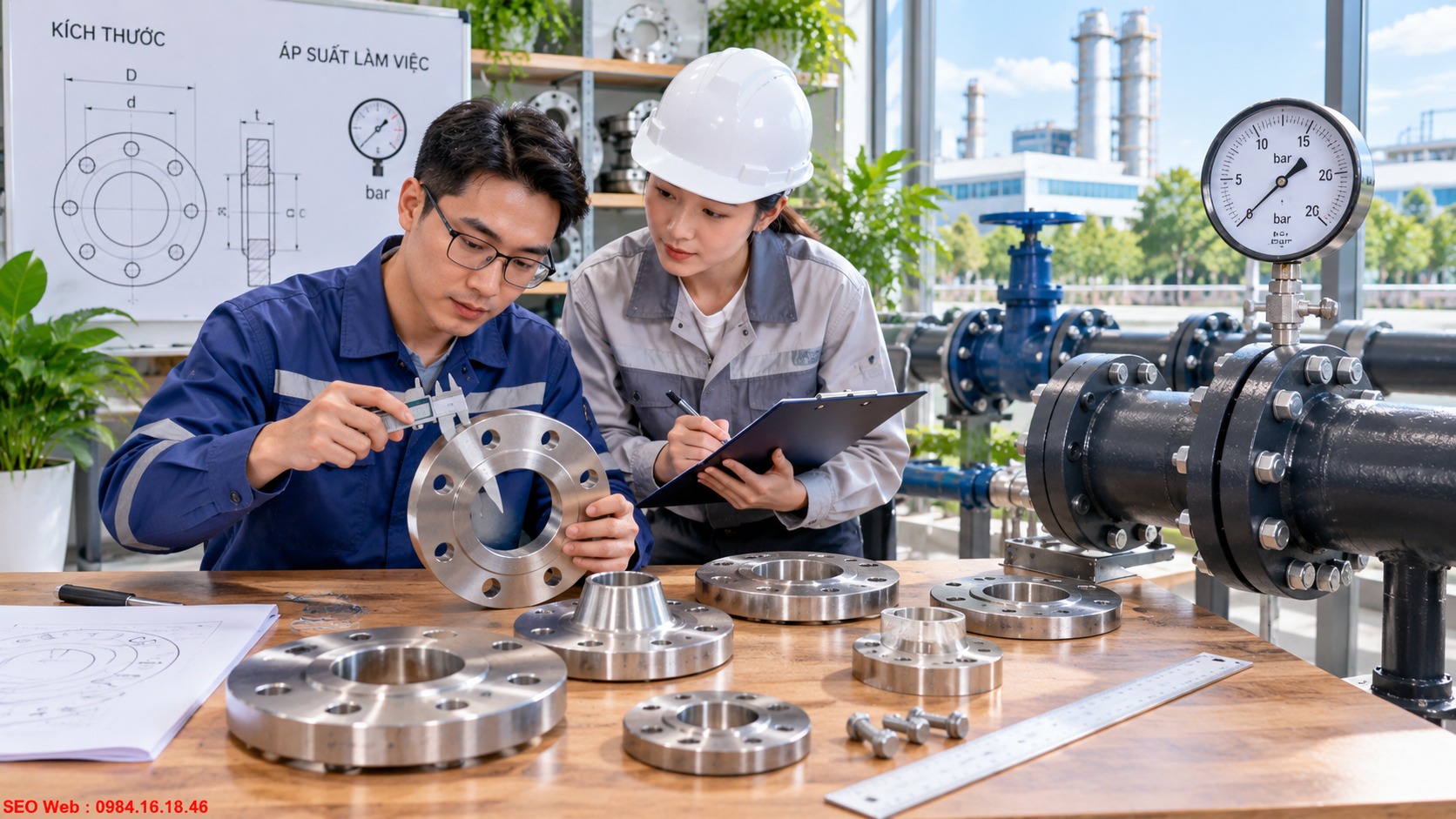 Thông số kích thước và khả năng chịu áp của mặt bích Kích thước và cấp áp suất mặt bích phù hợp với hệ thống đường ống