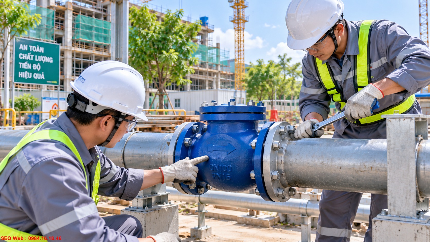 Xác định đúng hướng khi lắp van một chiều trên đường ống Lắp đặt van một chiều đúng hướng dòng chảy trên hệ thống đường ống