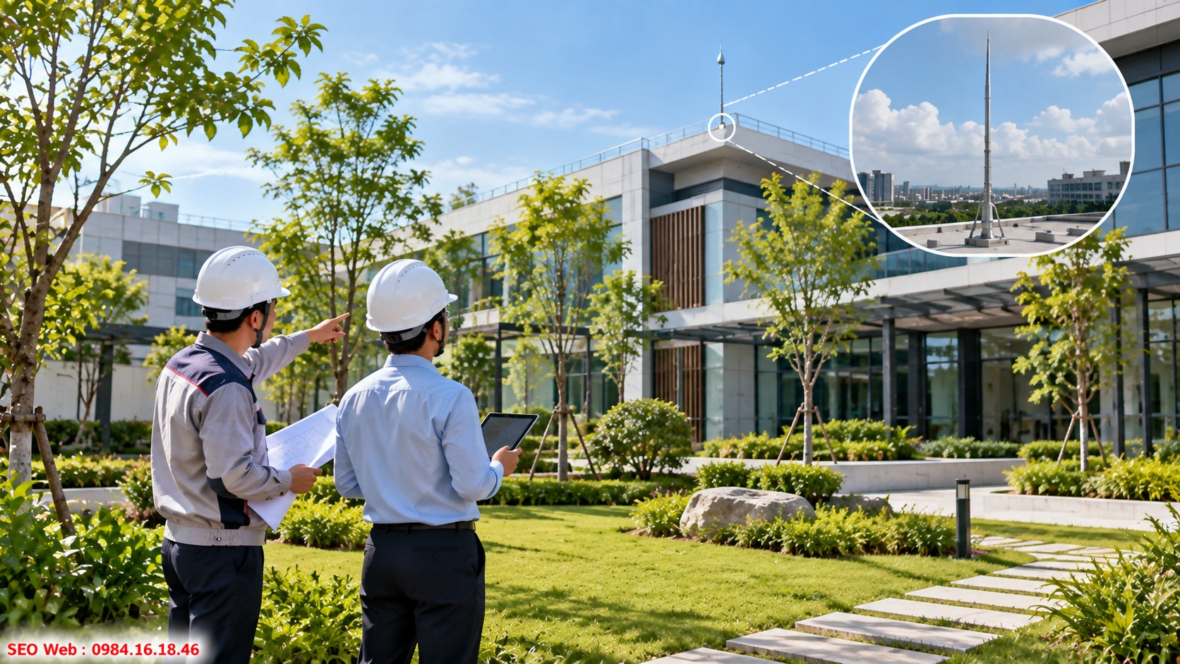 Bố trí kim hợp lý giúp hạn chế vùng khuất trên mái công trình Vị trí cao thông thoáng giúp kim thu sét phát huy hiệu quả