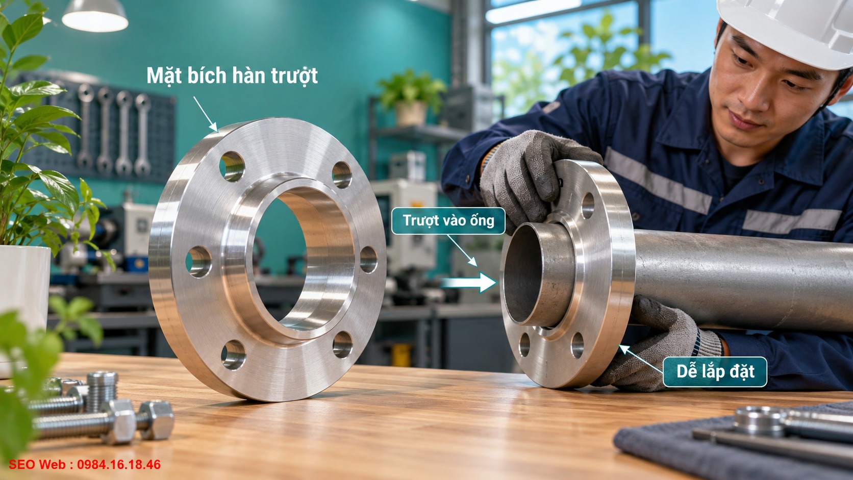 Mặt bích hàn trượt giúp căn chỉnh và lắp đặt đường ống thuận tiện