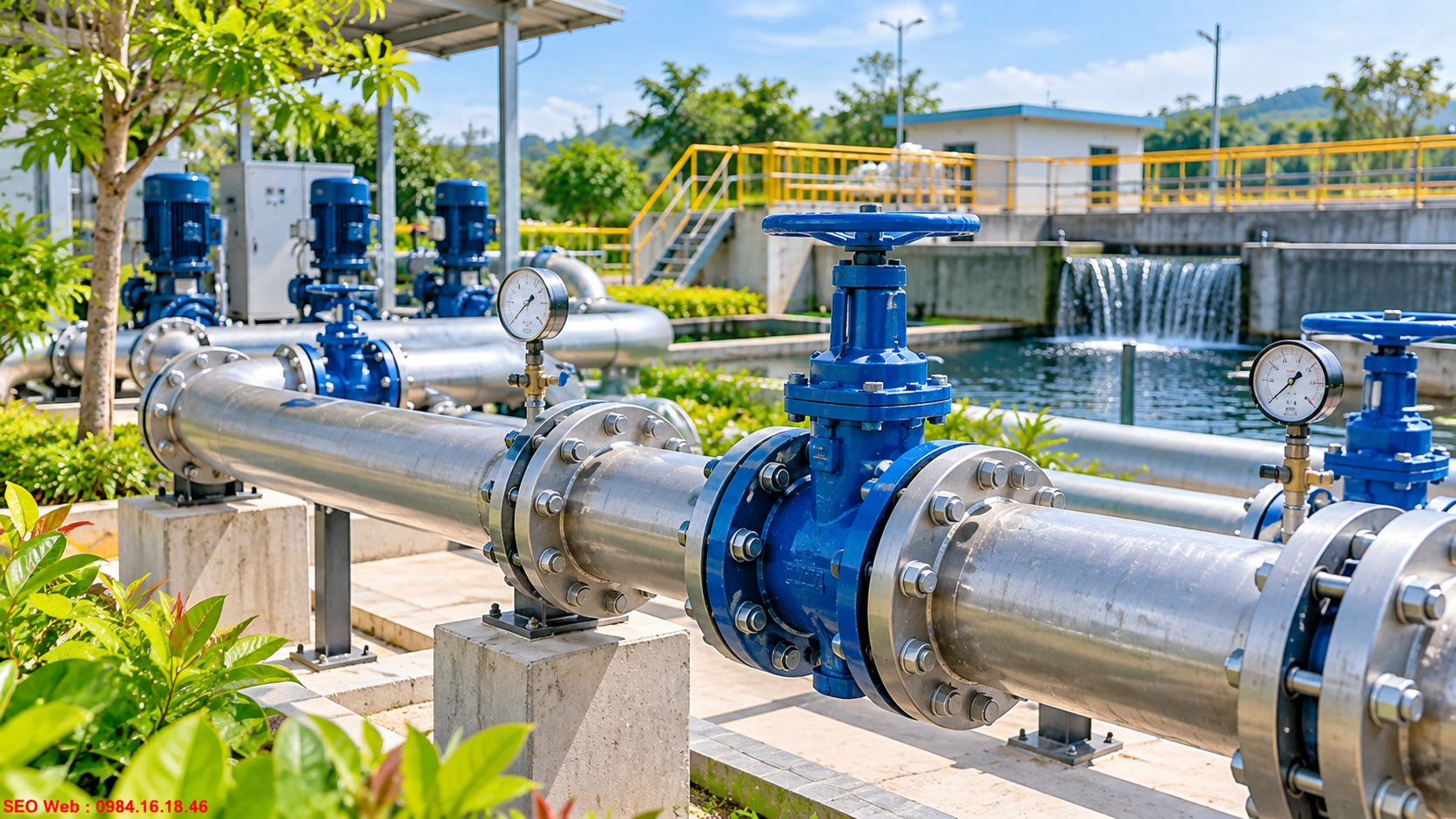 Kết nối mặt bích cho đường ống nước và thiết bị cấp nước Ứng dụng mặt bích kết nối đường ống, van và máy bơm hệ thống nước