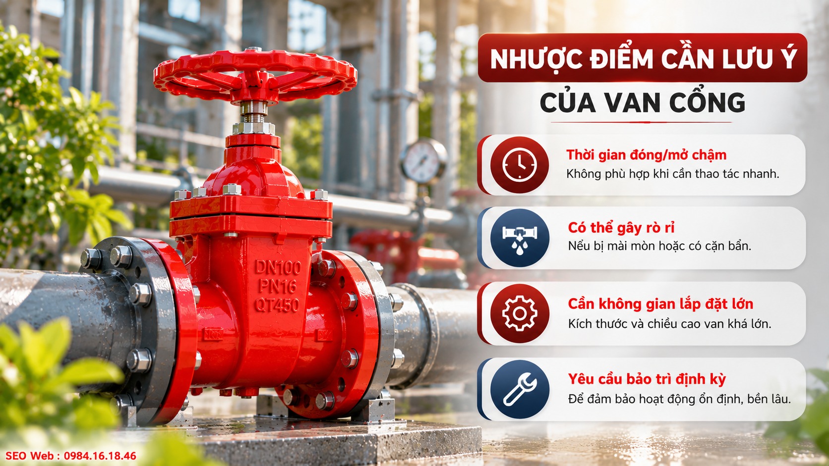 Van cổng đóng mở chậm và không phù hợp điều tiết lưu lượng liên tục