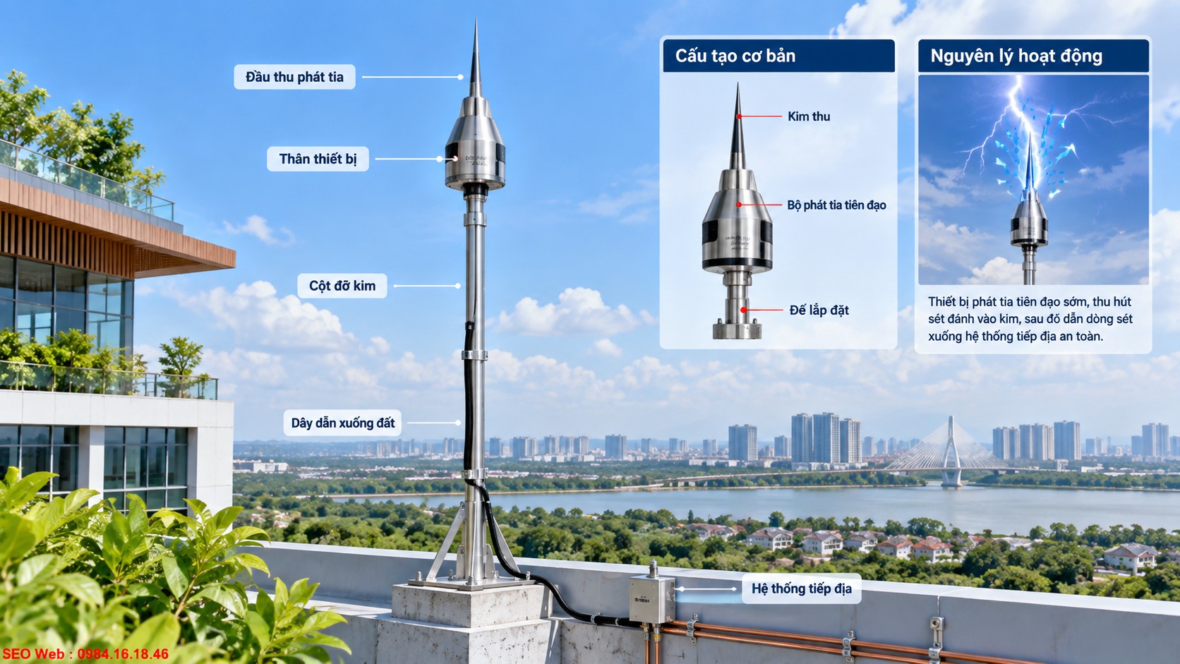 Công nghệ phát tia sớm nâng cao khả năng bảo vệ cho công trình lớn