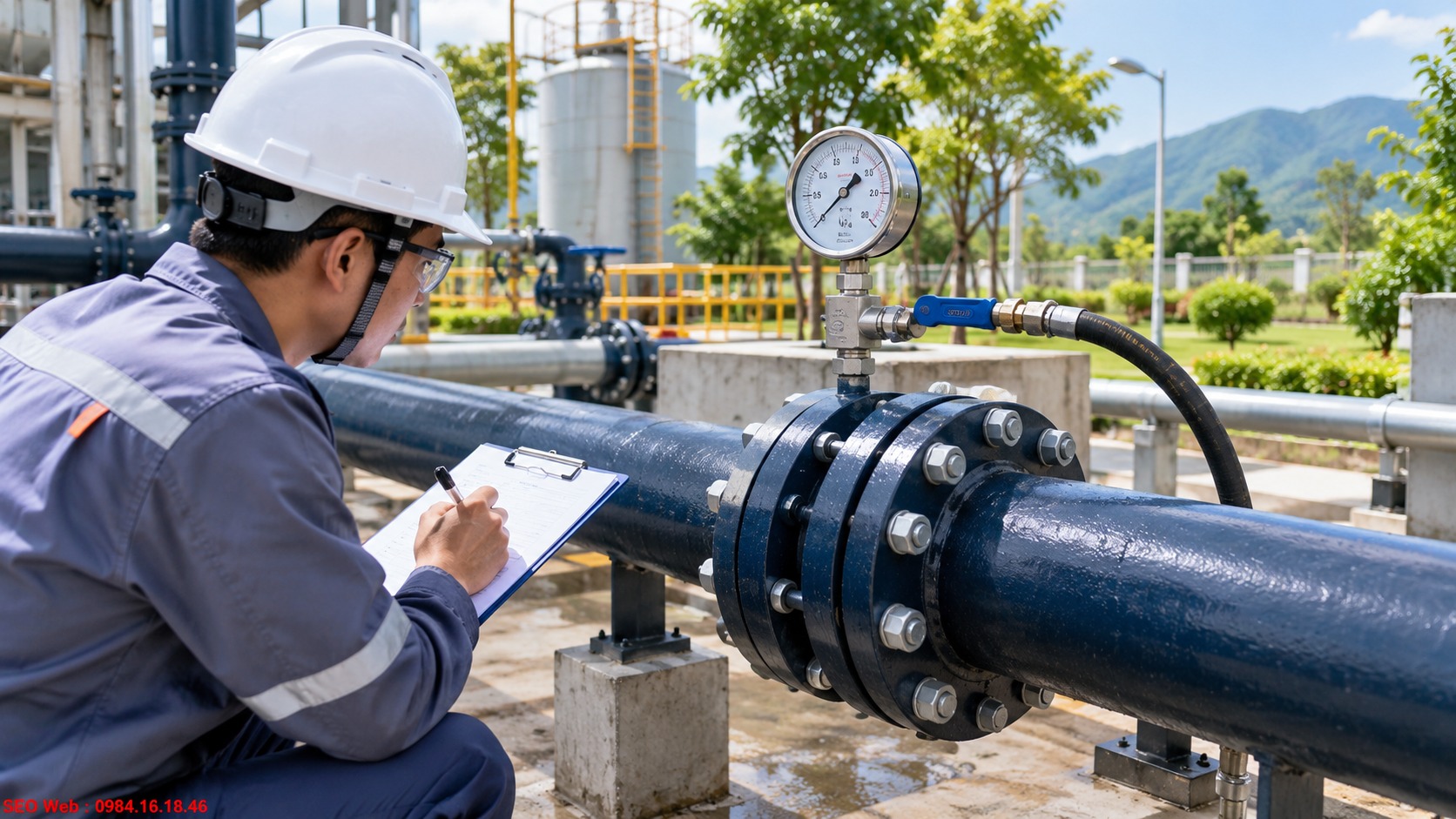 Thử áp lực mối nối mặt bích để đánh giá khả năng chịu áp và độ kín
