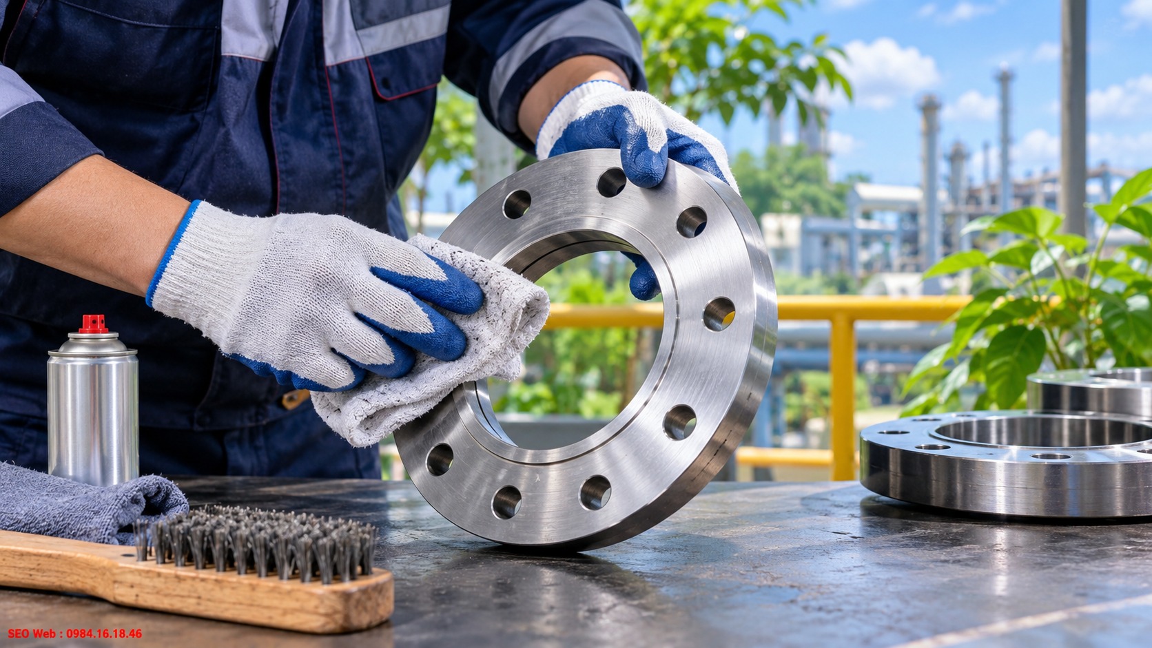 Vệ sinh và kiểm tra bề mặt bích giúp gioăng tiếp xúc kín và đồng đều