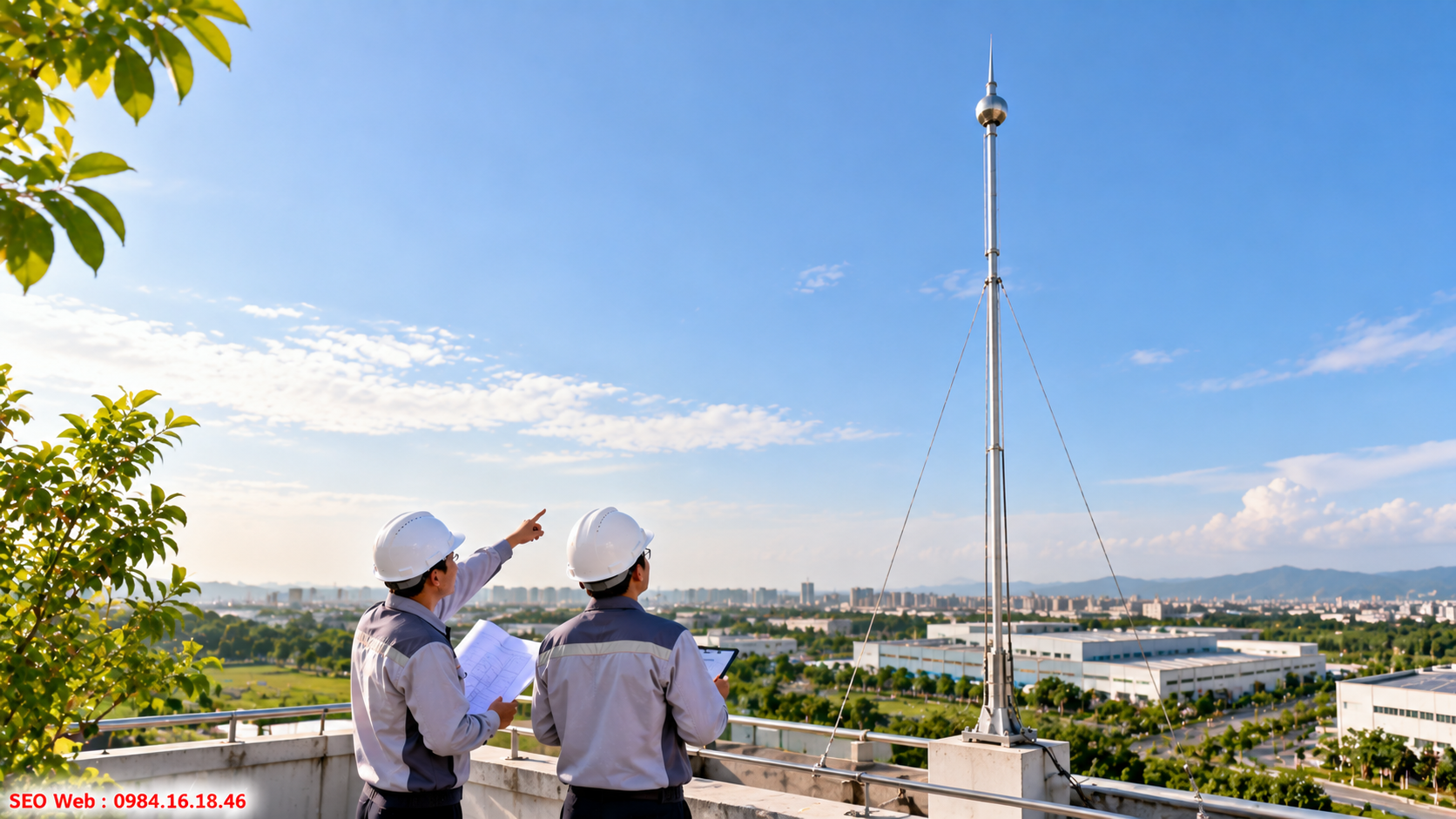 Vị trí đặt kim phù hợp giúp tăng hiệu quả bảo vệ chống sét Chọn điểm cao thông thoáng giúp kim tạo vùng bảo vệ hiệu quả