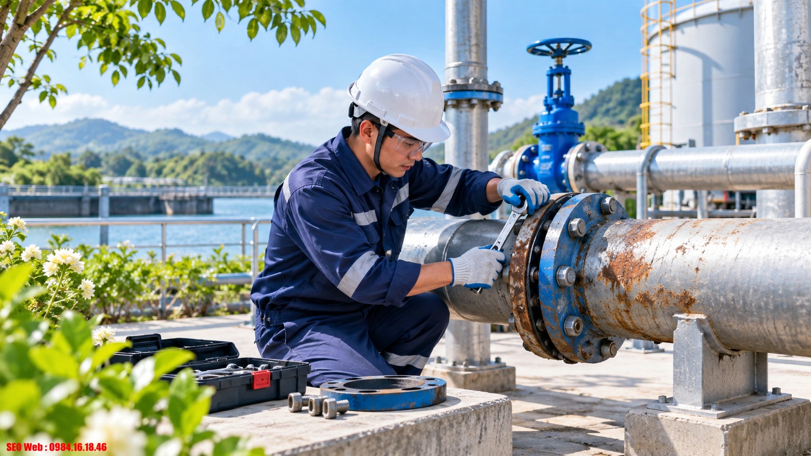 Xử lý mặt bích xuống cấp bằng vệ sinh, phục hồi hoặc thay phụ kiện hư hỏng