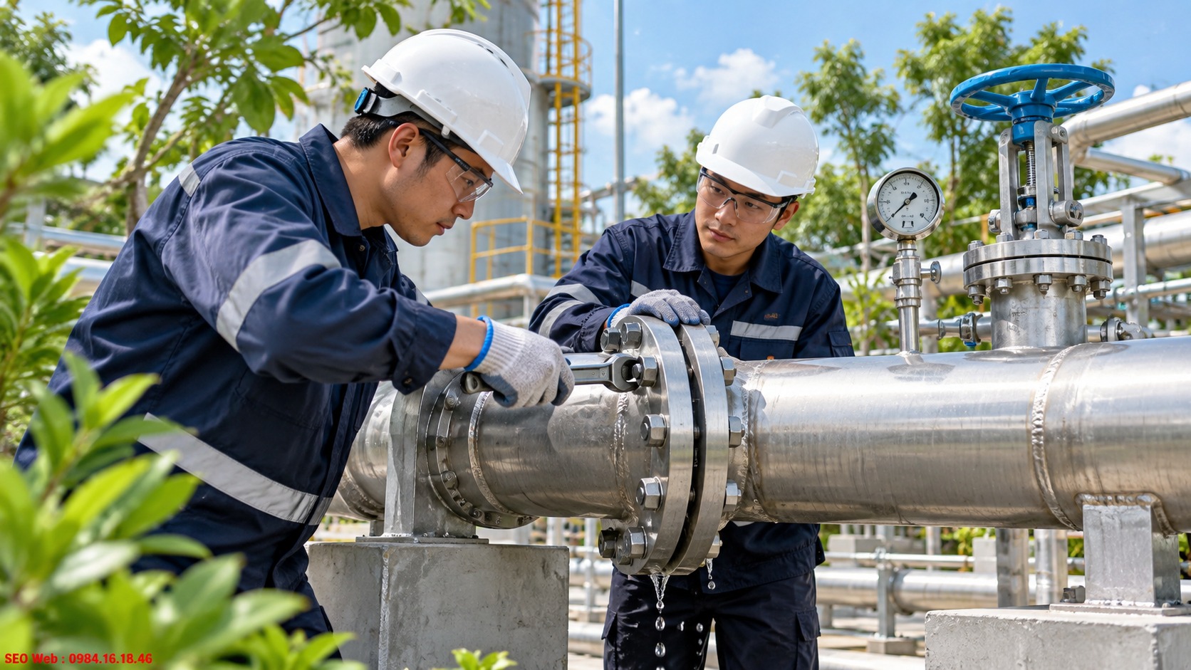 Xử lý rò nước nhẹ tại bulông bằng giảm áp và siết lại đúng trình tự