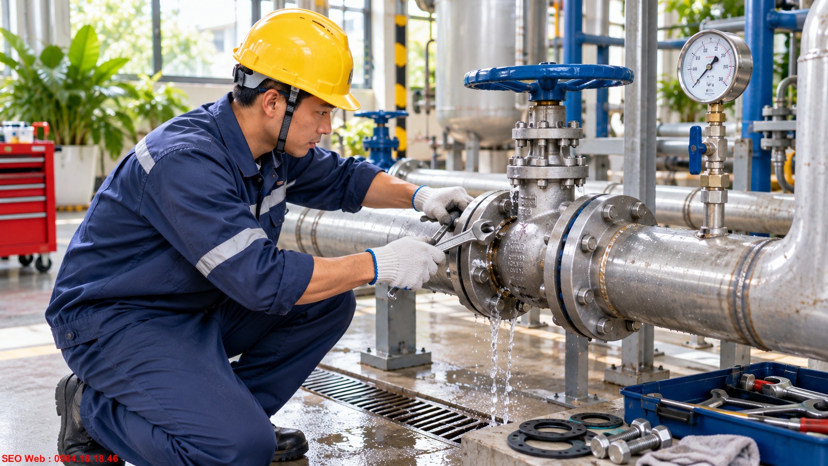 Xử lý van công nghiệp bị rò rỉ bằng kiểm tra gioăng và liên kết